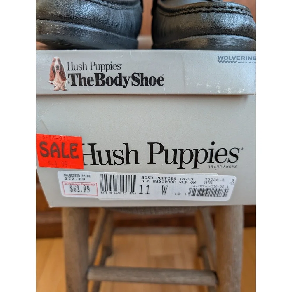 Hush Puppies The Body Shoe Eastwood Black Leather Penny Loafers Mens 11 W 18733